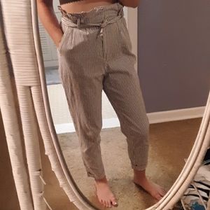 High waisted Gray striped trousers